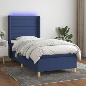 vidaXL Posteľ boxsping s matracom a LED modrá 80x200 cm látka