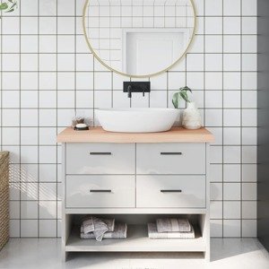 vidaXL Kúpeľňová doska 100x40x(2-6) cm neošetrený masív
