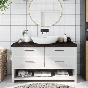 vidaXL Kúpeľňová doska tmavohnedá 100x40x(2-6) cm ošetrený masív