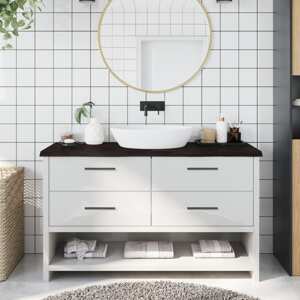 vidaXL Kúpeľňová doska tmavohnedá 140x40x(2-4) cm ošetrený masív