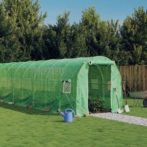 vidaXL Fóliovník s oceľovým rámom zelený 28 m² 14x2x2 m
