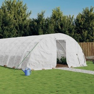 vidaXL Fóliovník s oceľovým rámom biely 50 m² 10x3x2 m