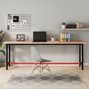 vidaXL Pracovný stôl 220x55x81,5 cm masívny buk a kov