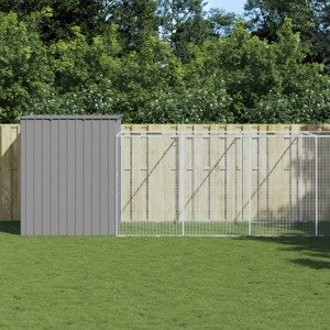 vidaXL Búda pre psa s výbehom bleodsivá 214x1069x181 cm pozink. oceľ