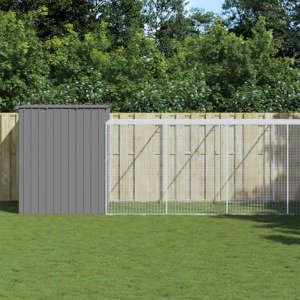 vidaXL Búda pre psa s výbehom bleodsivá 214x1069x181 cm pozink. oceľ
