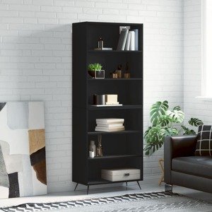 vidaXL Vysoká skrinka čierna 69,5x32,5x180 cm kompozitné drevo