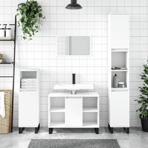 vidaXL 3-dielna sada kúpeľňového nábytku biela kompozitné drevo