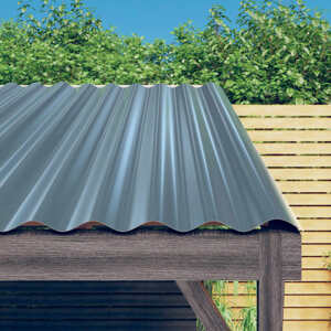 vidaXL Strešné panely 36 ks práškovaná oceľ sivá 80x36 cm
