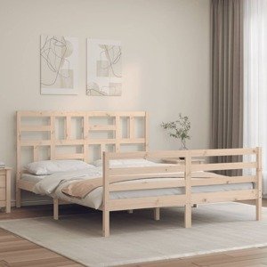 vidaXL Posteľný rám s čelom 160x200 cm masívne drevo