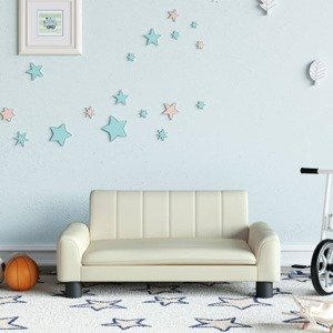 vidaXL Detská pohovka krémová 70x45x30 cm umelá koža