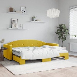 vidaXL Denná posteľ s rozkladacou posteľou žltá 80x200 cm zamat