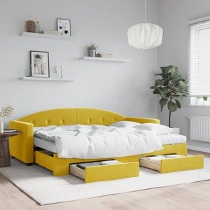 vidaXL Rozkladacia denná posteľ s matracmi žltá 80x200 cm zamat