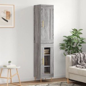 vidaXL Vysoká skrinka sivá sonoma 34,5x34x180 cm kompozitné drevo