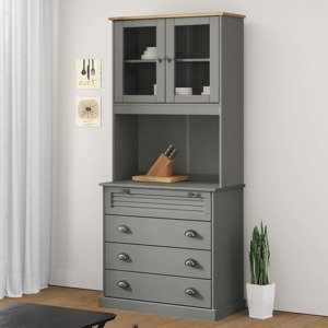 vidaXL Vysoká skrinka VIGO sivá 80x40x176 cm borovicový masív