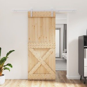 vidaXL Posuvné dvere so sadou kovania 85x210 cm borovicový masív