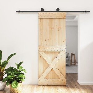 vidaXL Posuvné dvere so sadou kovania 80x210 cm borovicový masív