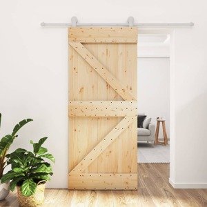 vidaXL Posuvné dvere so sadou kovania 90x210 cm borovicový masív