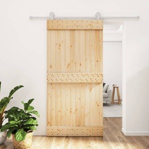 vidaXL Posuvné dvere so sadou kovania 100x210 cm borovicový masív
