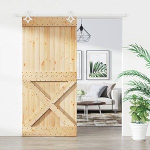 vidaXL Posuvné dvere so sadou kovania 100x210 cm borovicový masív