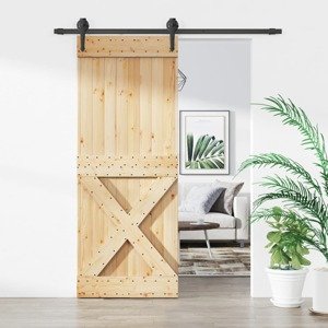 vidaXL Posuvné dvere so sadou kovania 80x210 cm borovicový masív