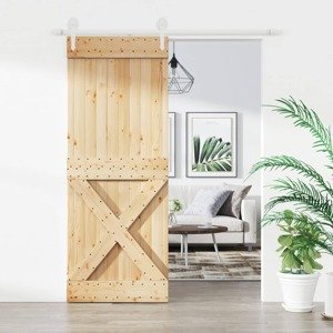 vidaXL Posuvné dvere so sadou kovania 80x210 cm borovicový masív
