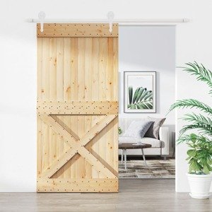 vidaXL Posuvné dvere so sadou kovania 100x210 cm borovicový masív