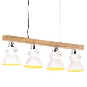 vidaXL Industriálna stropová lampa biela E27 mangovníkové drevo