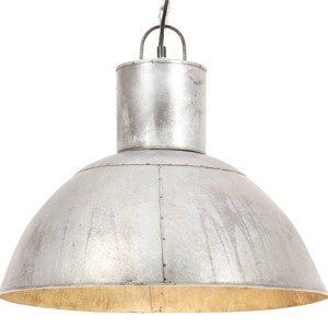 vidaXL Závesná lampa 25 W, strieborná, okrúhla 48 cm E27