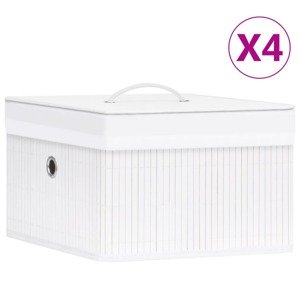 vidaXL Bambusové úložné boxy 4 ks biele