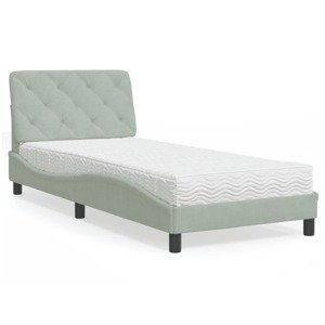 vidaXL Posteľný rám s matracom bledosivý 80x200 cm zamat