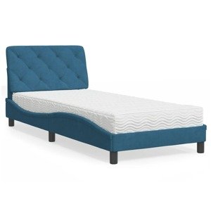 vidaXL Posteľný rám s matracom modrý 80x200 cm zamat