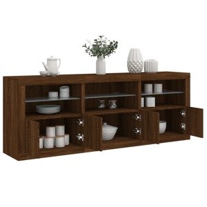 vidaXL Komoda s LED svetlami hnedý dub 181,5x37x67 cm