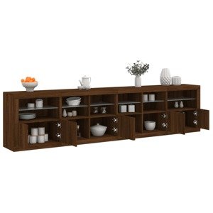 vidaXL Komoda s LED svetlami hnedý dub 283x37x67 cm