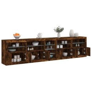 vidaXL Komoda s LED svetlami dymový dub 283x37x67 cm