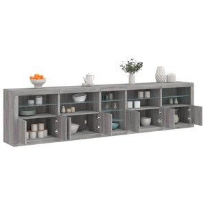 vidaXL Komoda s LED svetlami sivá sonoma 283x37x67 cm