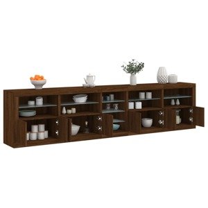 vidaXL Komoda s LED svetlami hnedý dub 283x37x67 cm