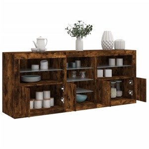 vidaXL Komoda s LED svetlami dymový dub 162x37x67 cm