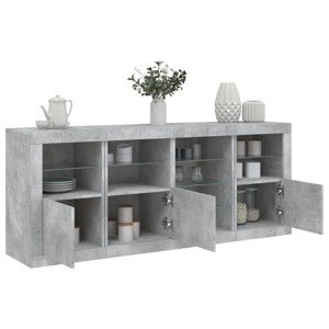 vidaXL Komoda s LED svetlami betónovo-sivá 164x37x67 cm