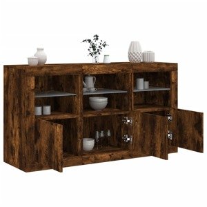 vidaXL Komoda s LED svetlami dymový dub 123x37x67 cm