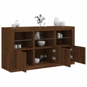 vidaXL Komoda s LED svetlami hnedý dub 123x37x67 cm
