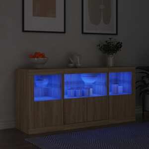 vidaXL Komoda s LED svetlami dub sonoma 142,5x37x67 cm