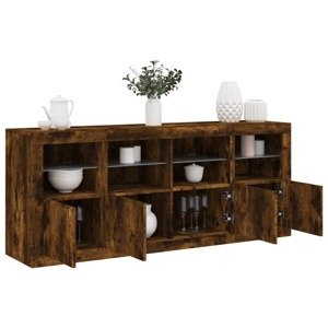 vidaXL Komoda s LED svetlami dymový dub 163x37x67 cm