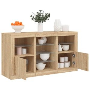 vidaXL Komoda s LED svetlami dub sonoma 123x37x67 cm