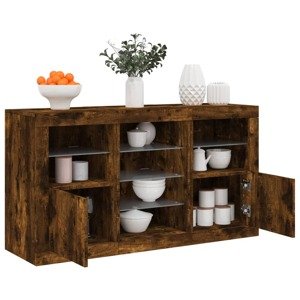vidaXL Komoda s LED svetlami dymový dub 123x37x67 cm