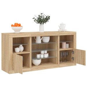 vidaXL Komoda s LED svetlami dub sonoma 142,5x37x67 cm
