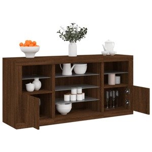 vidaXL Komoda s LED svetlami hnedý dub 142,5x37x67 cm