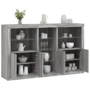 vidaXL Komoda s LED svetlami sivá sonoma 162x37x100 cm