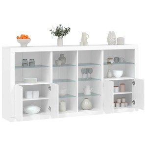 vidaXL Komoda s LED svetlami biela 202x37x100 cm
