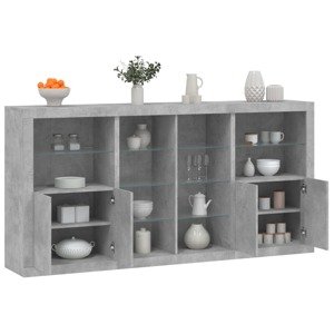 vidaXL Komoda s LED svetlami betónovo-sivá 202x37x100 cm