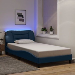 vidaXL Rám postele s LED bez matraca Modrá 100x200 cm Látka